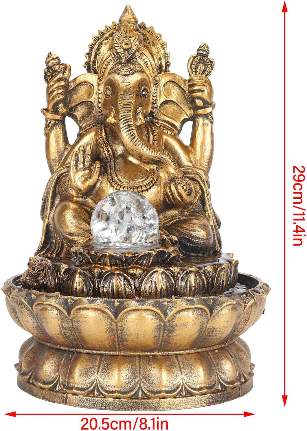 Resin Water Fountain Ganesha Statues Indoor Decorative Relaxing Humidifier with LED Light
