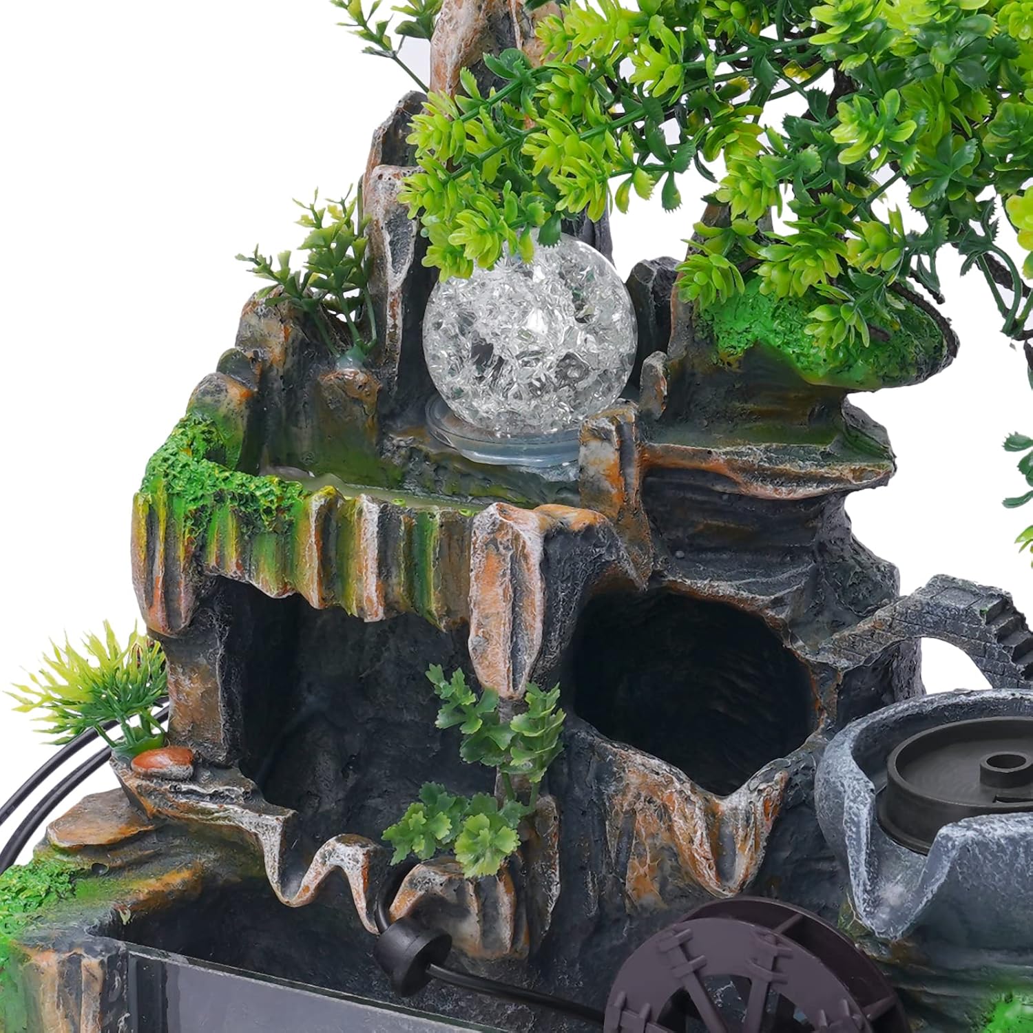 BANLICALI Tabletop Fountain with LED Light and Atomization Effect