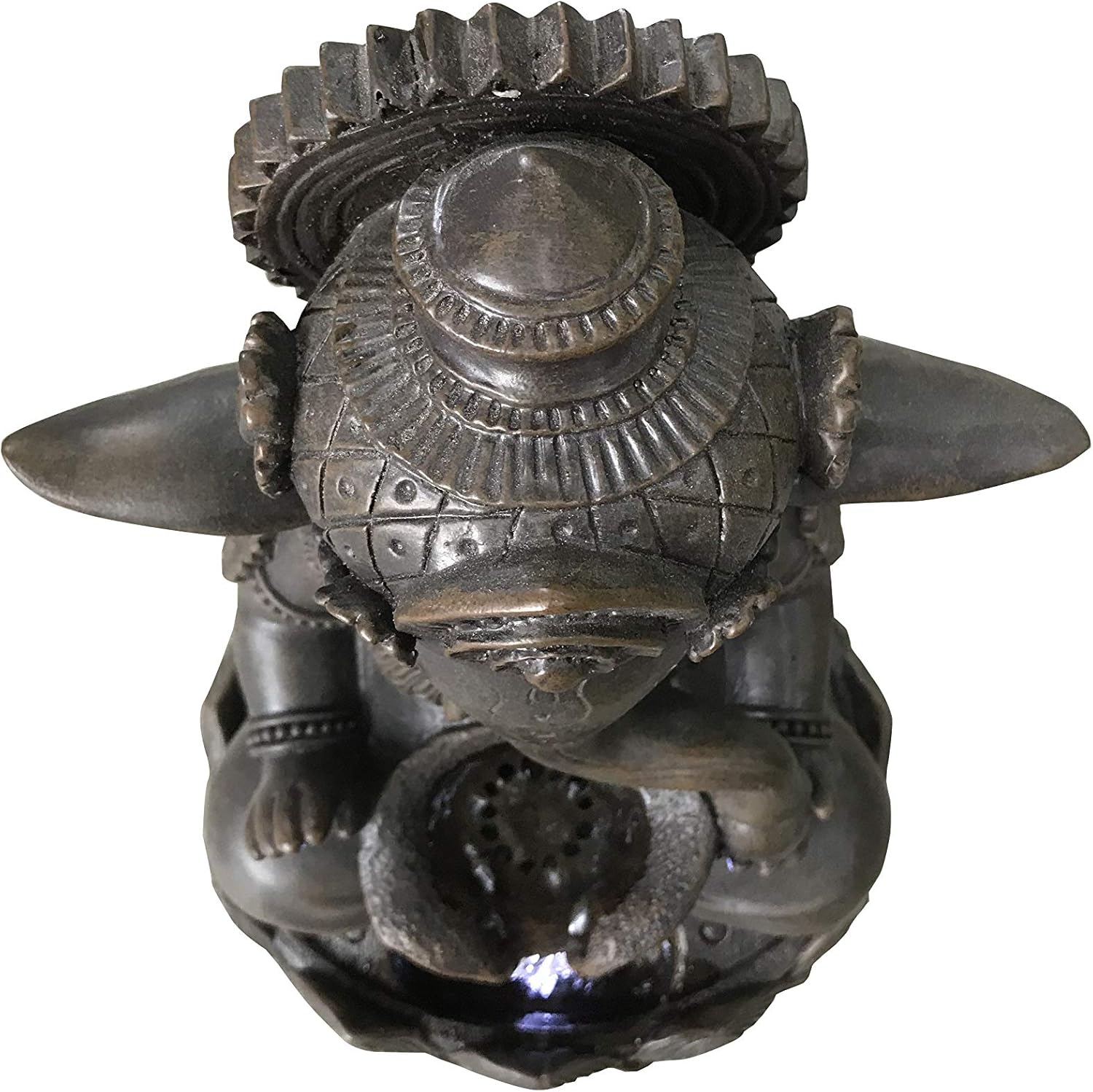 Hi-Line Gift Lord Ganesh Sculptural Tabletop Fountain with Cool White LED Lights Brown