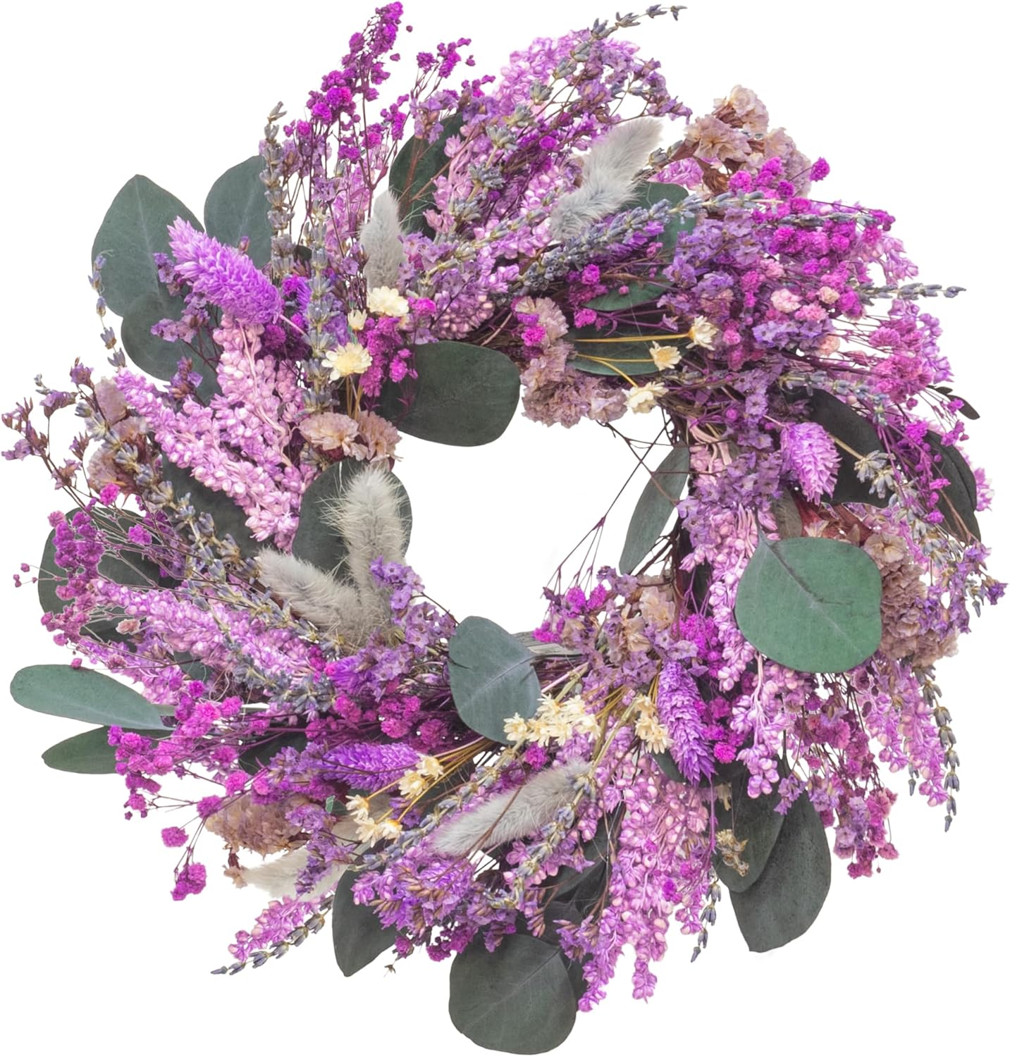 KI Store Purple Lavender Wreath 10-Inch Natural Dried Flowers Table Centerpiece