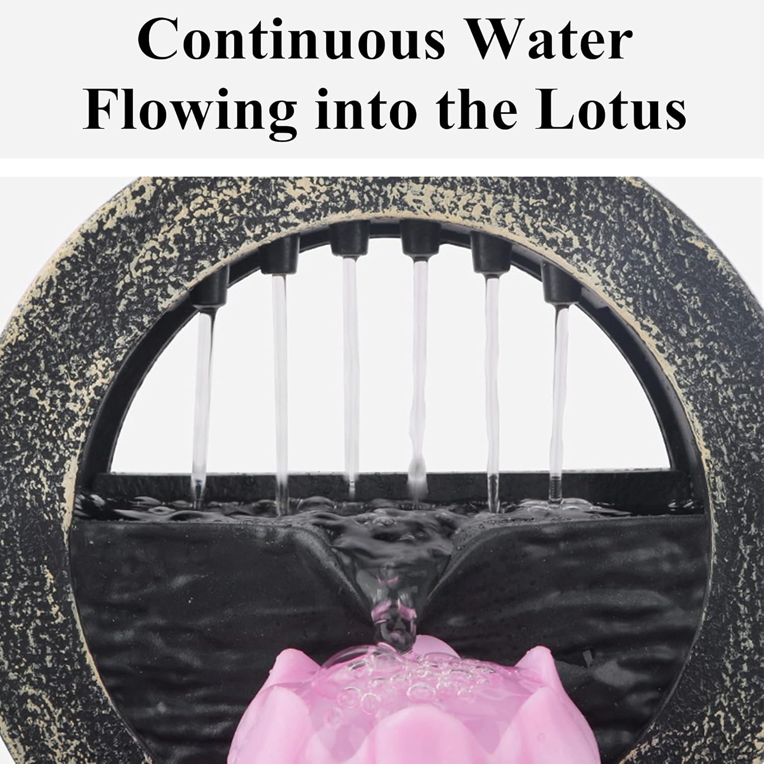 Gwmwon USB Mini Tabletop Fountain with Pink LED Lotus Light