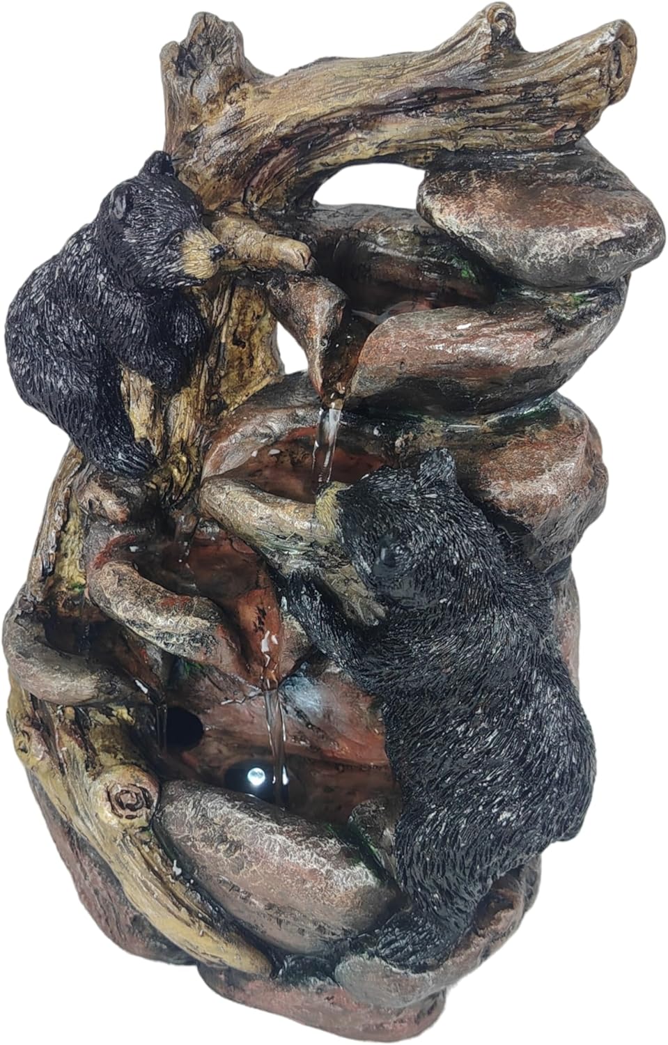 Black Bear Waterfall Tabletop Fountain with Rock Design