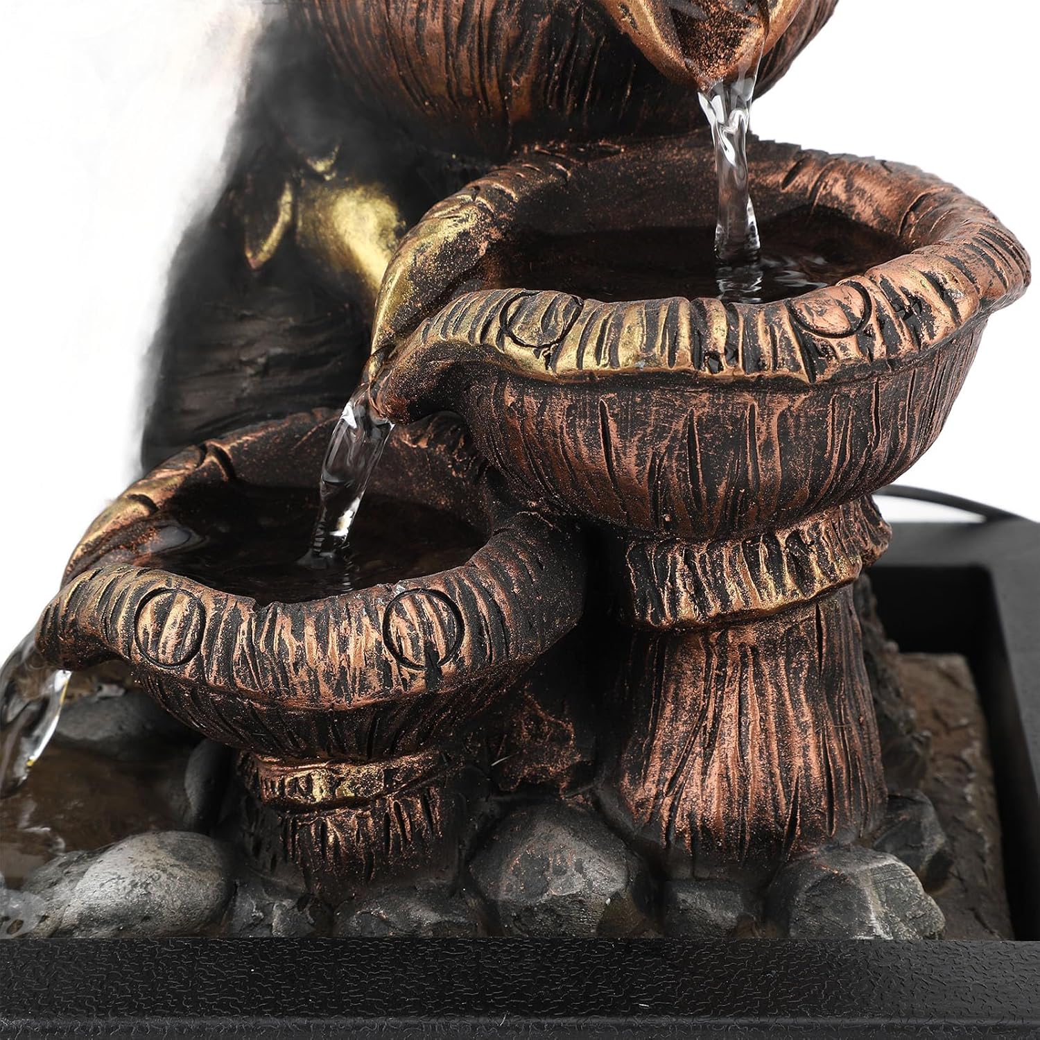 Gsycle Tabletop Fountain with LED Light and USB Pump for Home Office Decor