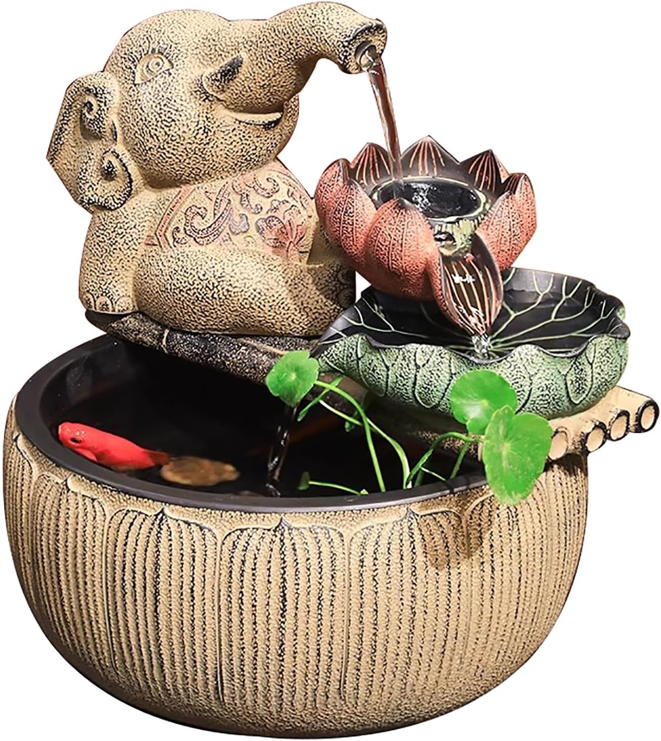 Zen Indoor Decor Desktop Fountain with Lotus Design