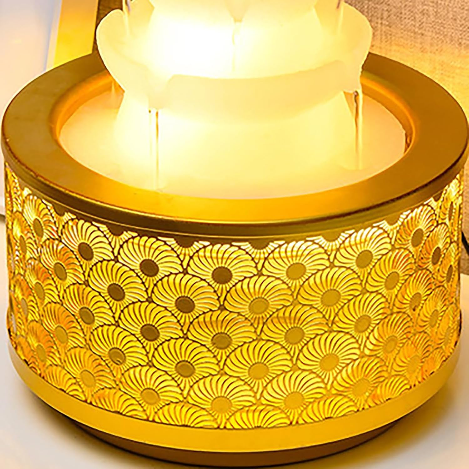 Yellow X-Large Zen Desk Water Fountain with LED Crystal Ball
