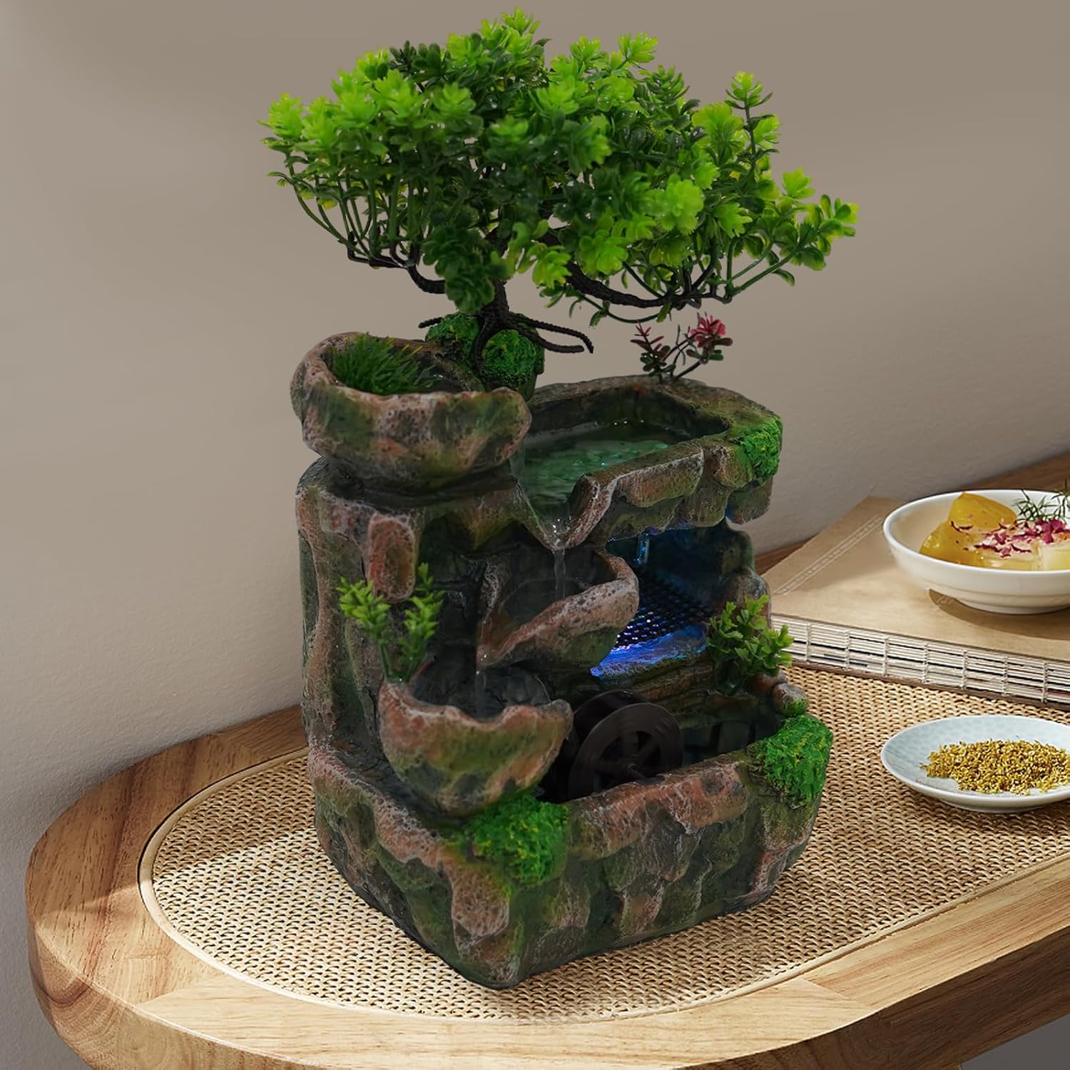 NestGlynezz Tabletop Fountain with LED Lights