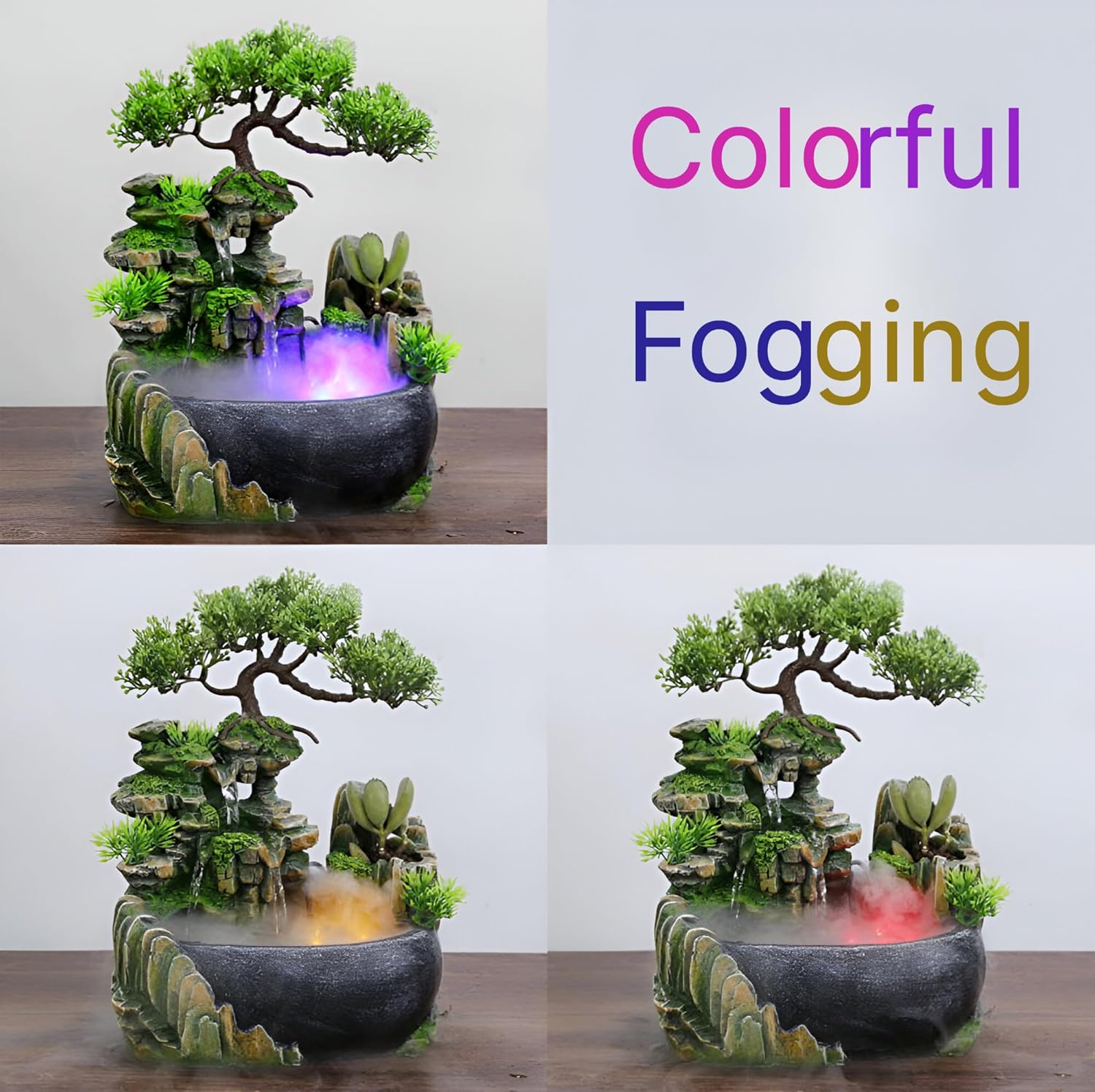 Free 10 PCS Crystal Energy Guard Tabletop Bonsai Fountain with LED Lights
