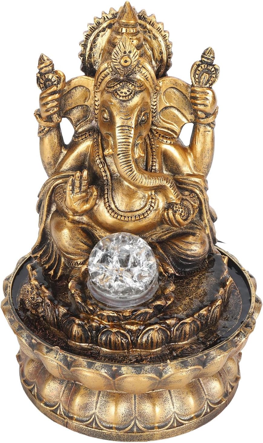 Resin Water Fountain Ganesha Statues Indoor Decorative Relaxing Humidifier with LED Light