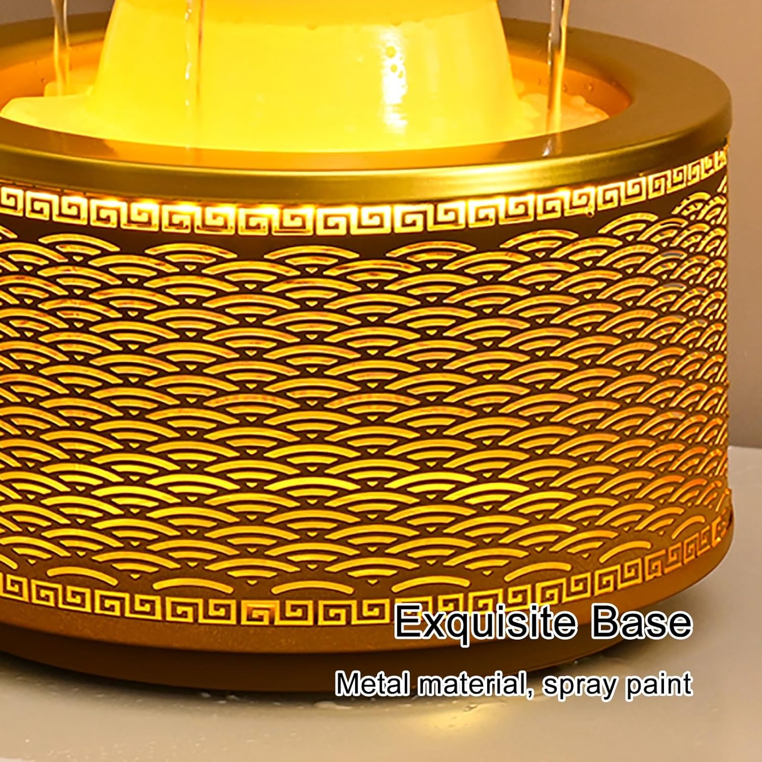 Elegant Desktop Metal Fountain with Crystal Ball