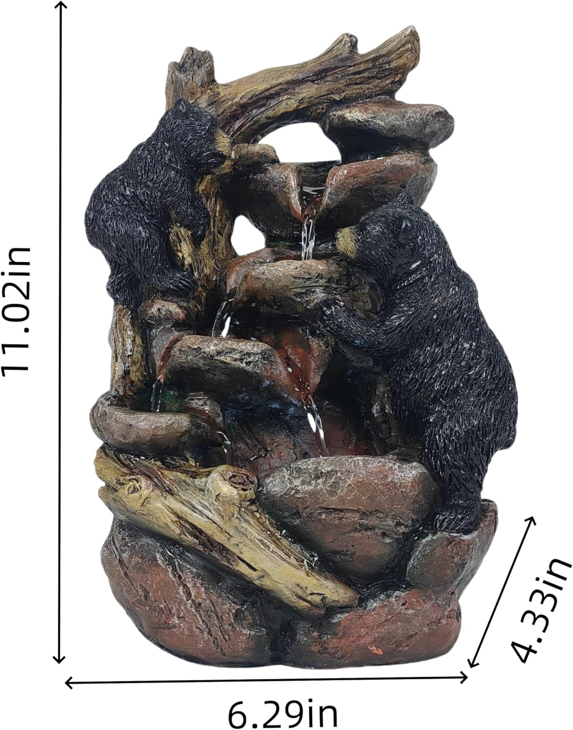 Black Bear Waterfall Tabletop Fountain with Rock Design