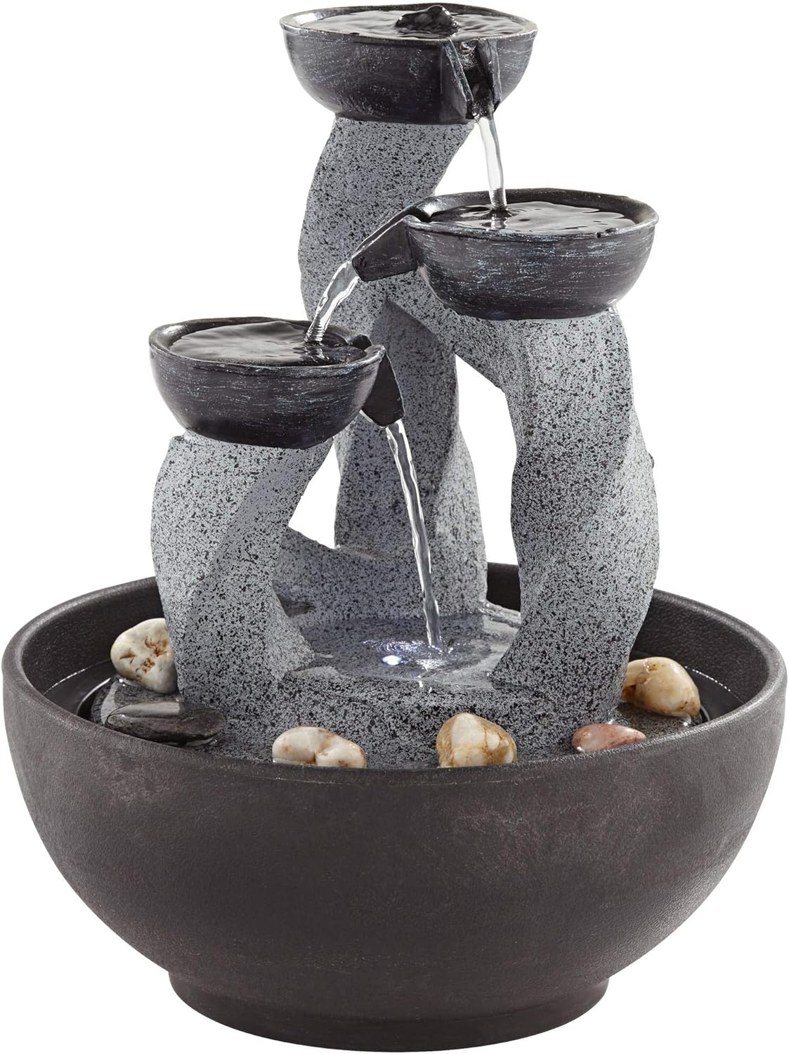 Three Twist Column 11 Inch High LED Tabletop Fountain