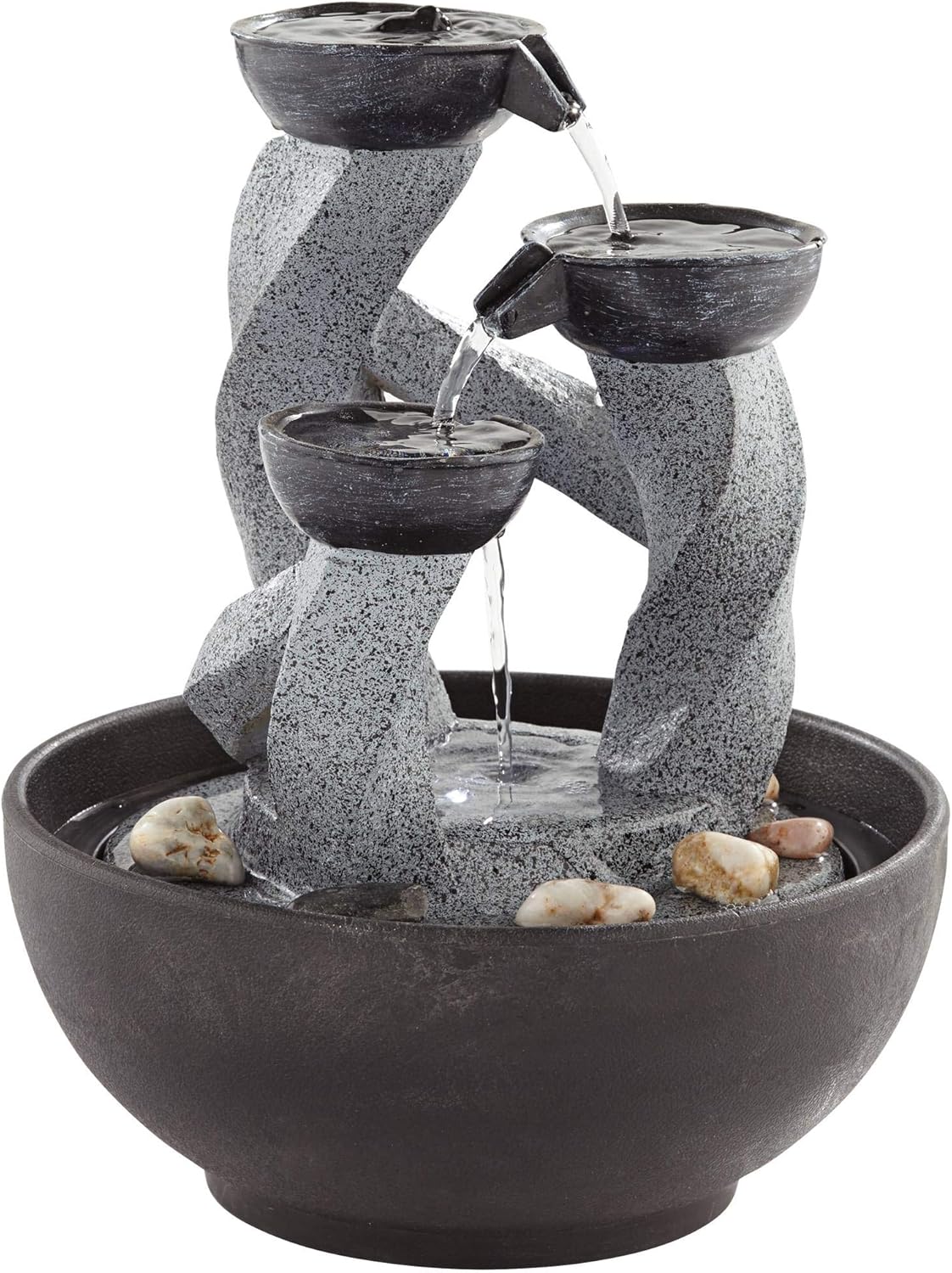 Three Twist Column 11 Inch High LED Tabletop Fountain