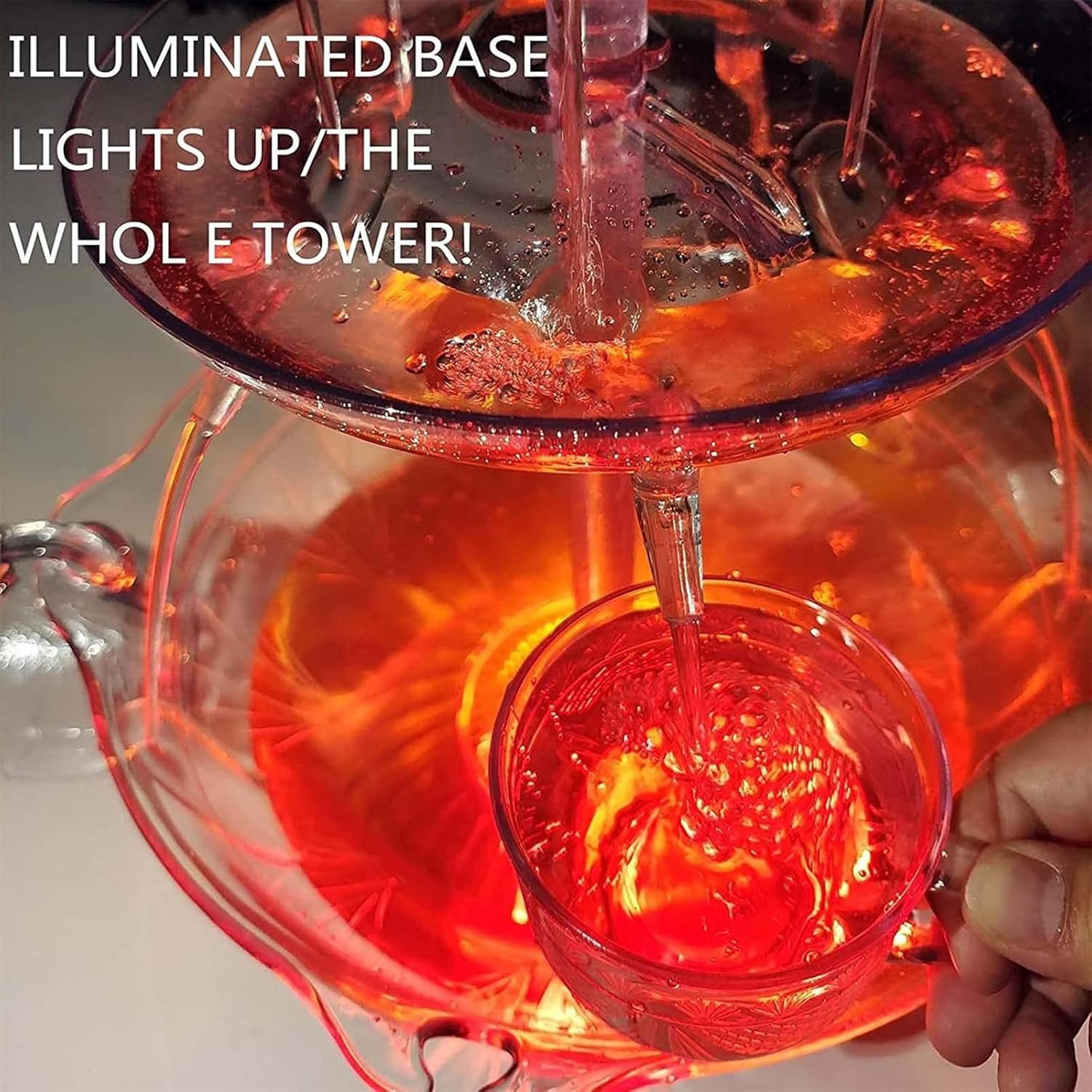 Red Wine Party Fountain with LED Light and 3 Tier Design