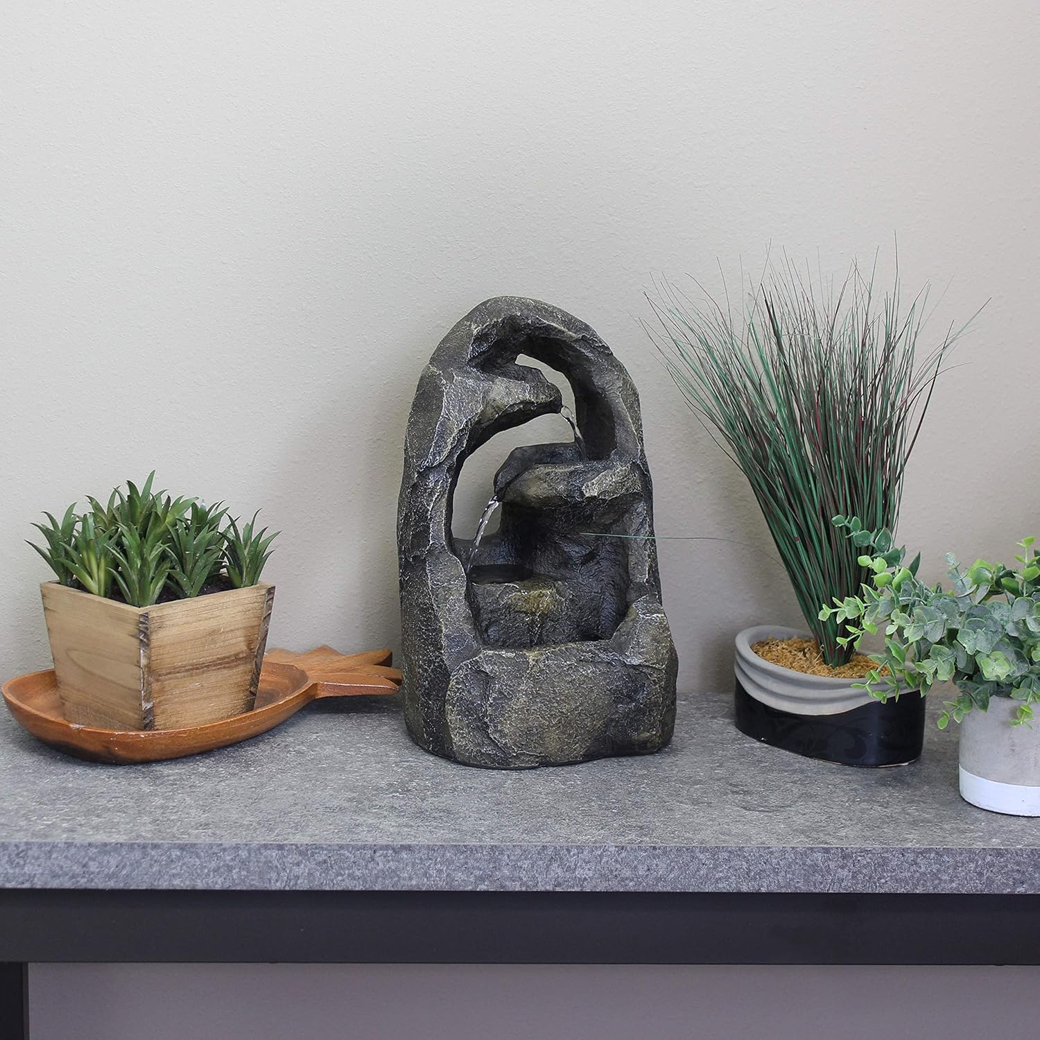 Sunnydaze Cavernous Rock Tiers Indoor Fountain - 12 Inch Decor