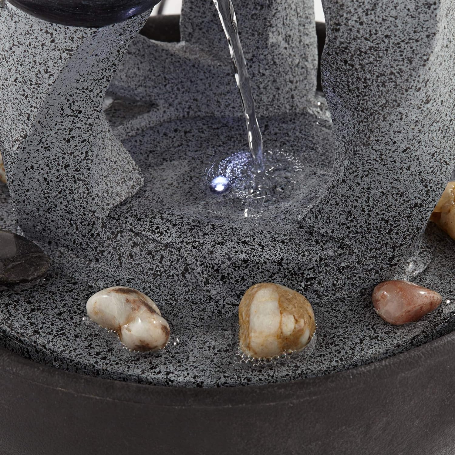 Three Twist Column 11 Inch High LED Tabletop Fountain