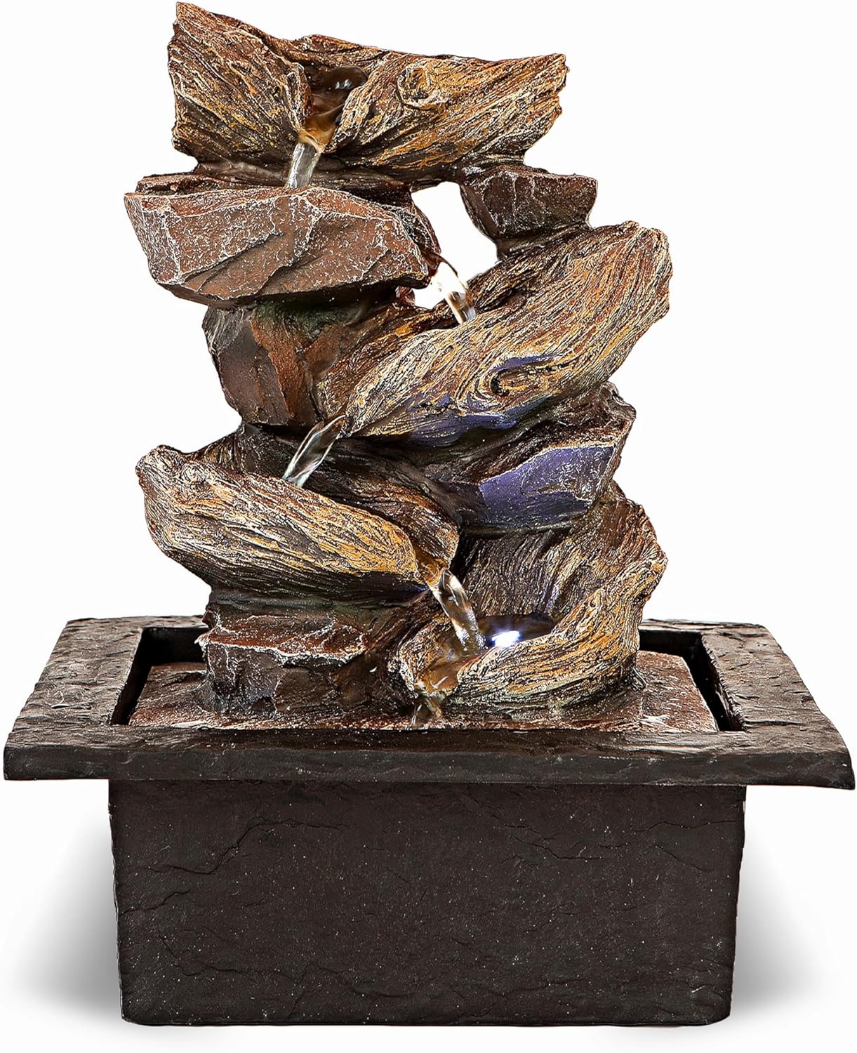 FathersDen 11-Inch Tabletop Waterfall Fountain with LED Light