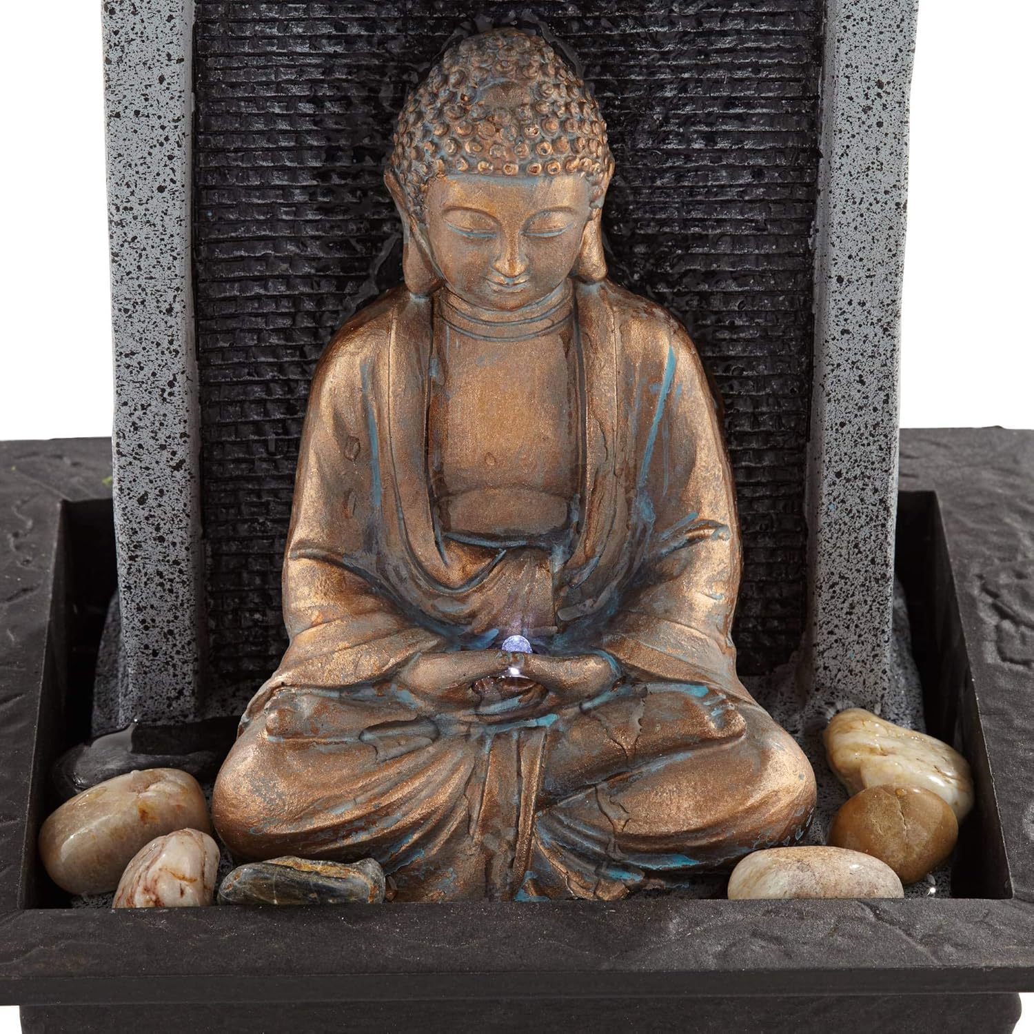 Meditating Buddha 11 Inch High Indoor Decor Tabletop Fountain