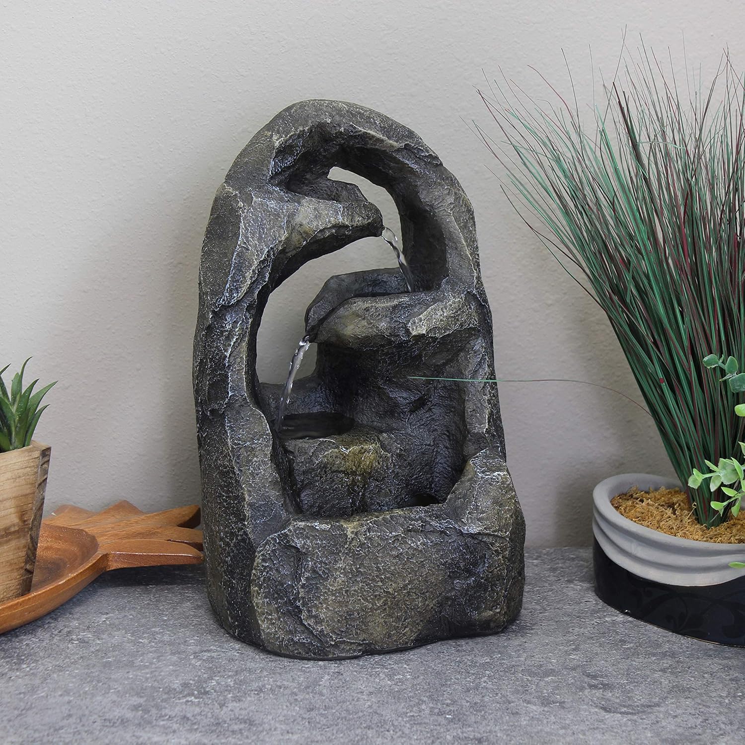Sunnydaze Cavernous Rock Tiers Indoor Fountain - 12 Inch Decor