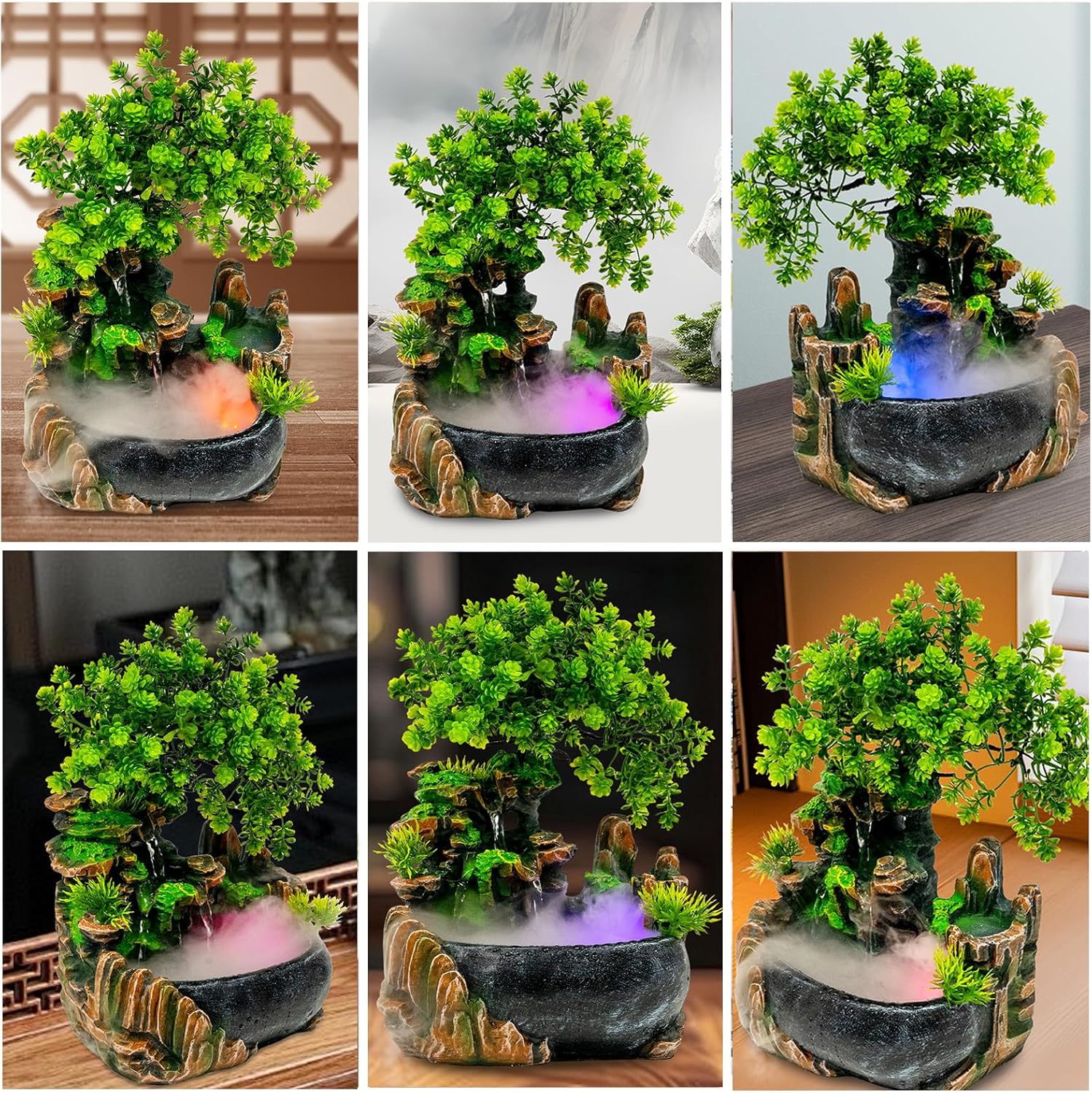 Rockery Tabletop Fountain with LED Lighting